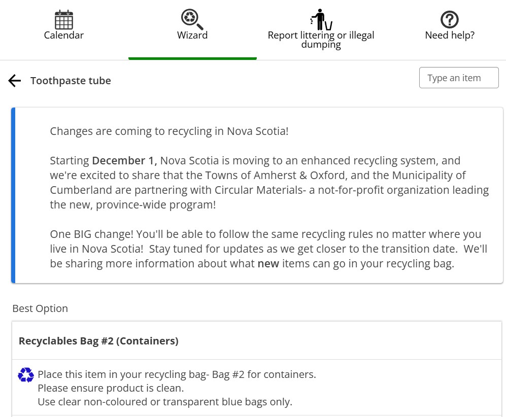 What Goes Where App Search Results